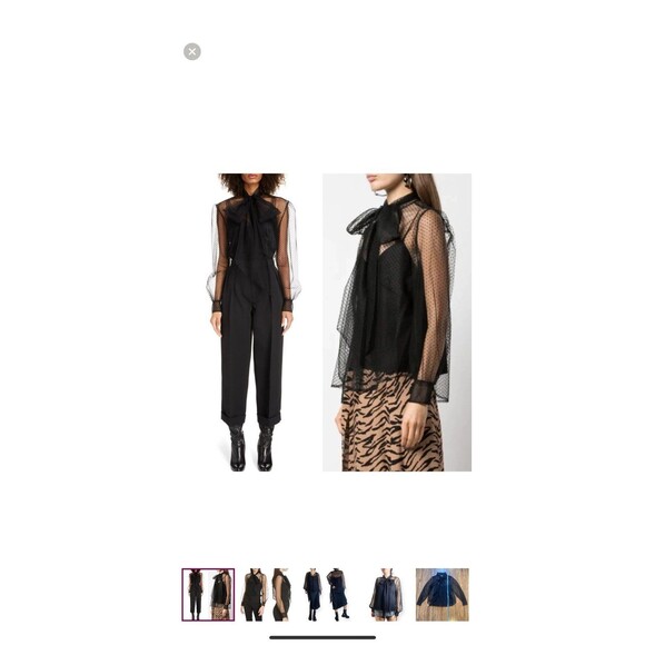 MARC JACOBS Polka Dot Tie Neck Sheer Tulle Blouse In Black size 2 MSRP $850 - Picture 7 of 7